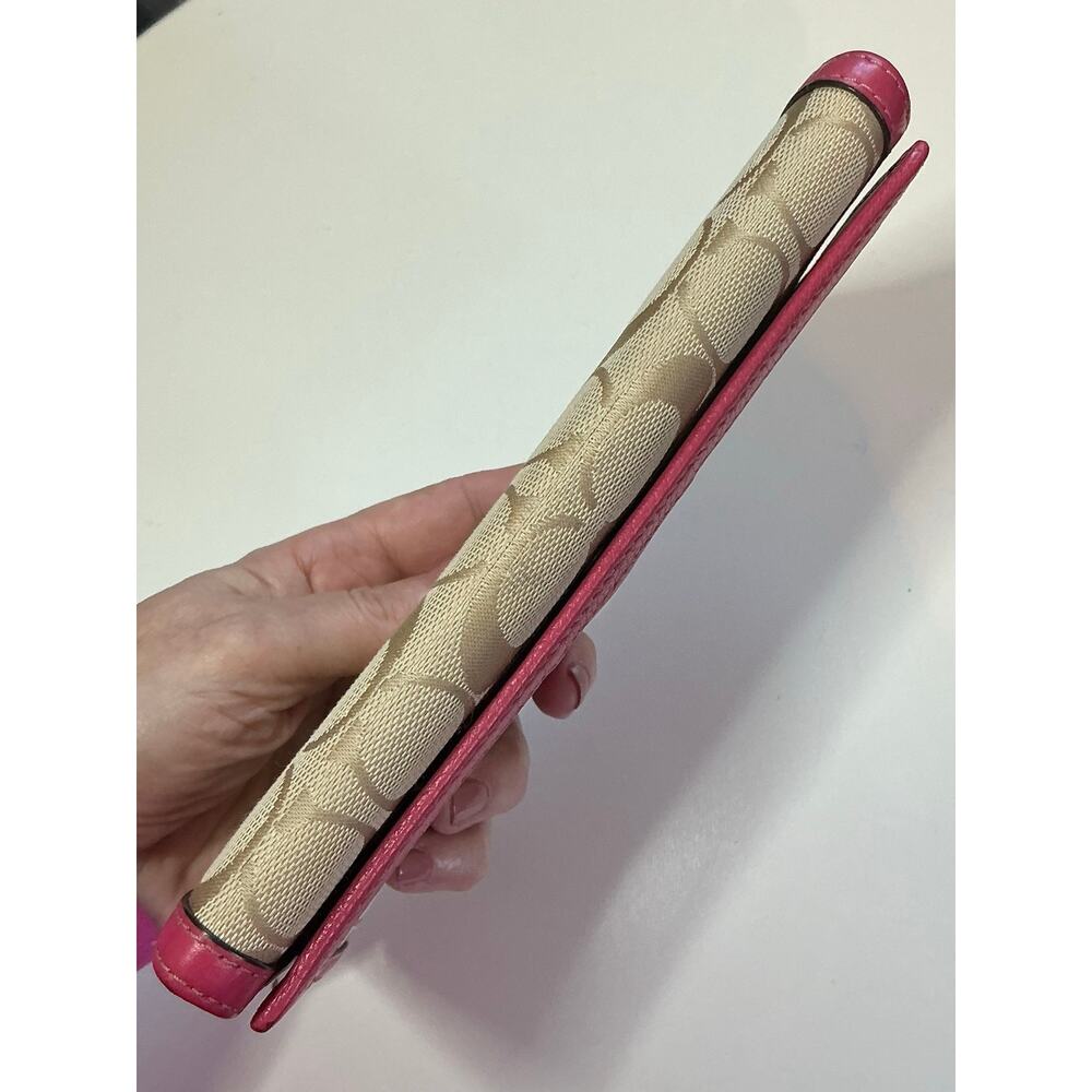 Coach Signature Stripe Canvas & Pink Leather Trifold Wallet Retail $258 GUC-EUC - Picture 10 of 16